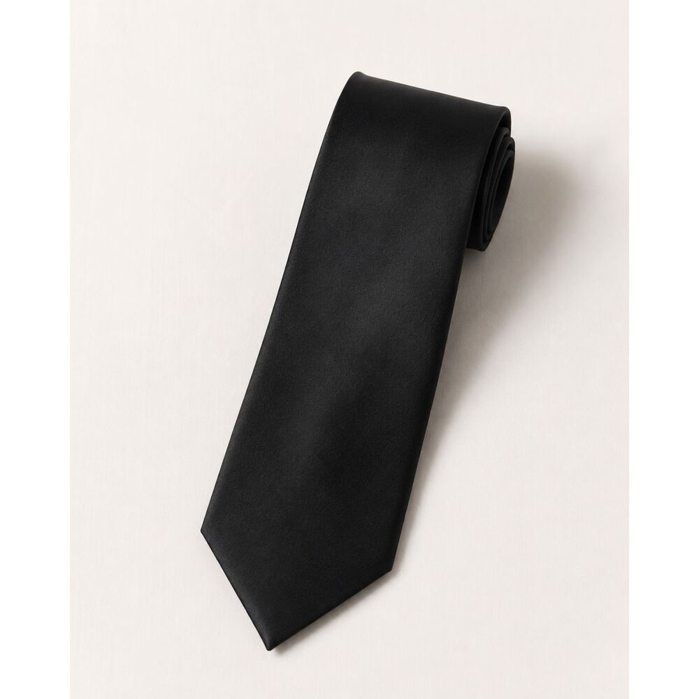 Essante Men’s Black 100% Silk Necktie Made in USA Classic Formal Tie